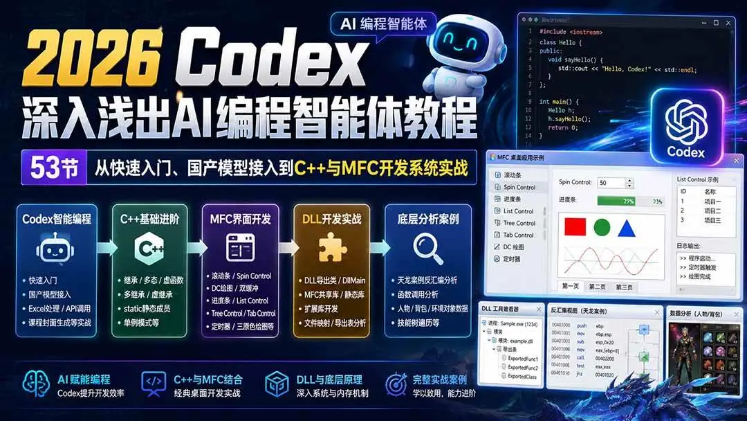 2026版Codex AI编程智能体教程：C++与MFC逆向工程实战