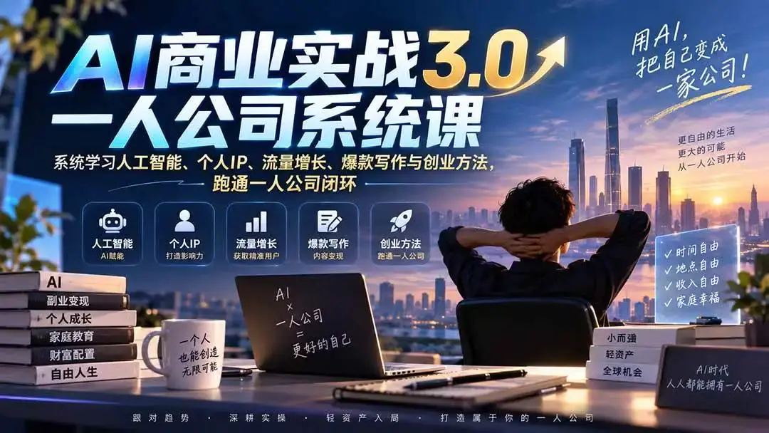 2026版AI商业实战3.0教程:一人公司IP打造与DeepSeek流量全解