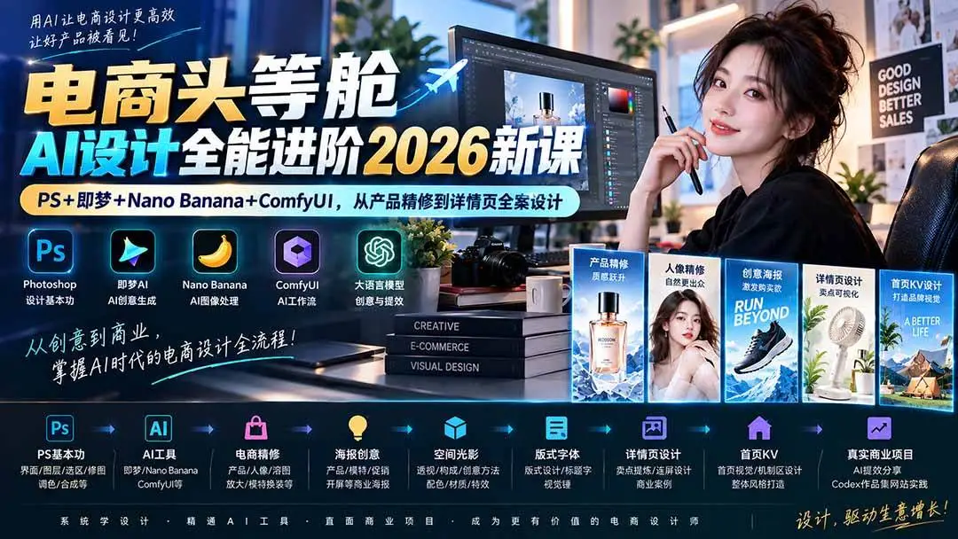 电商头等舱AI设计全能进阶2026新课下载 (PS+即梦+ComfyUI) (2)