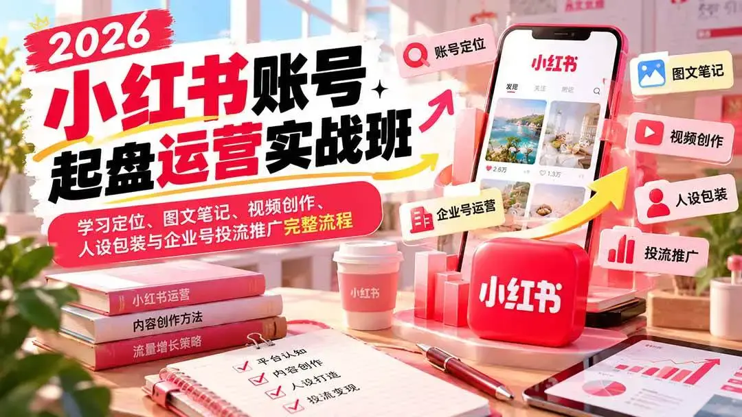 2026小红书账号起盘运营实战班课程下载(含笔记创作与企业号投流)