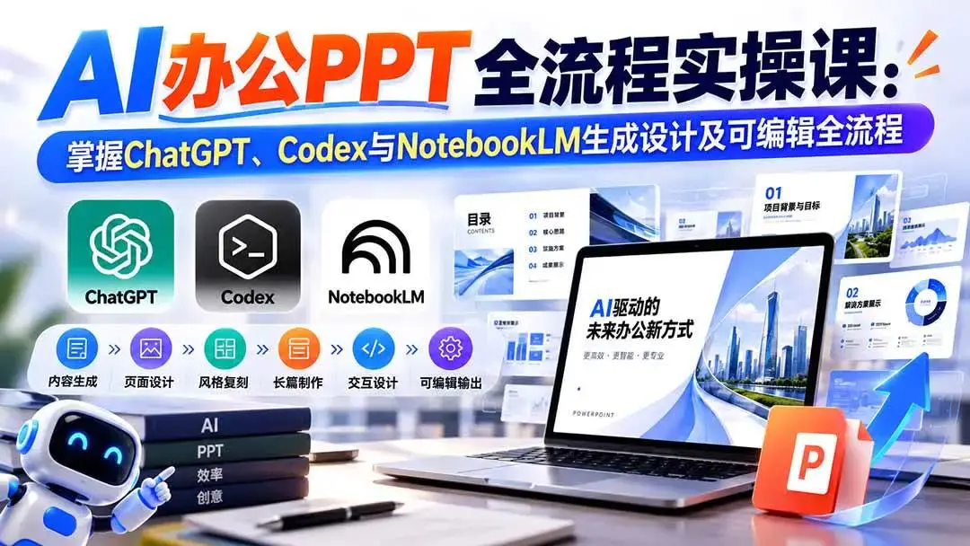 AI办公PPT全流程实战课下载(含NotebookLMCodex转可编辑无乱码)