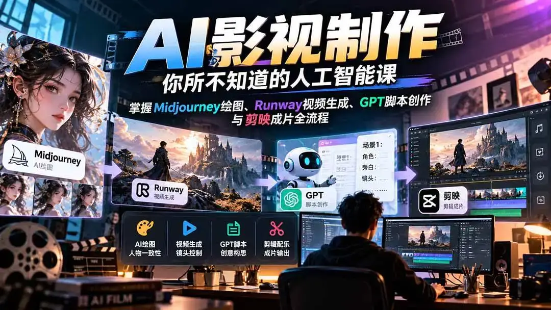 AI影视制作全流程实战课下载(Midjourney+Runway附实操案例)