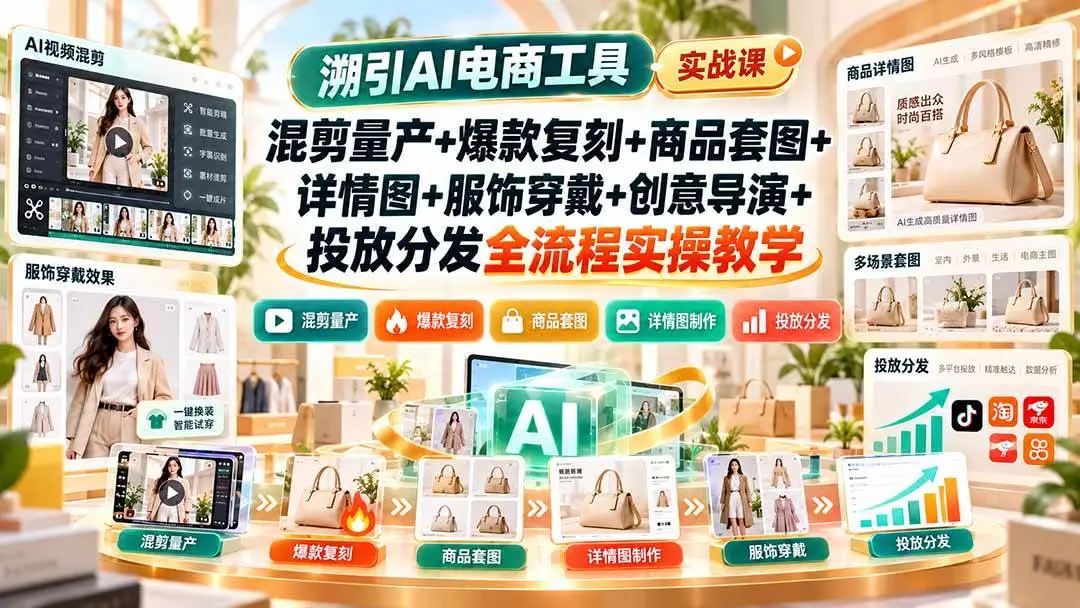 溯引AI电商工具实战课视频教程下载（混剪量产与商品图全流程）
